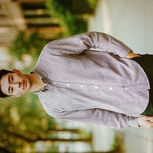 IZOD Longsleeve Colorful Plaid button-up 16/ 32-33 Slim Fit EUC